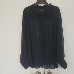 GAP Beautiful versatile Sheer Navy Blue  Button Down Shirt